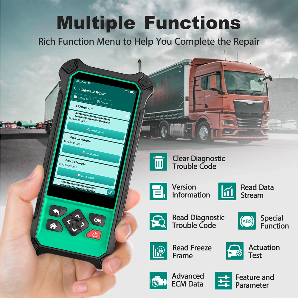 Newchip Hdt301 Heavy Truck Diagnose Scanner OBD2 Tool All System 27 Reset Air Meter DPF Injector Engine Hpbd Auto Code Reader