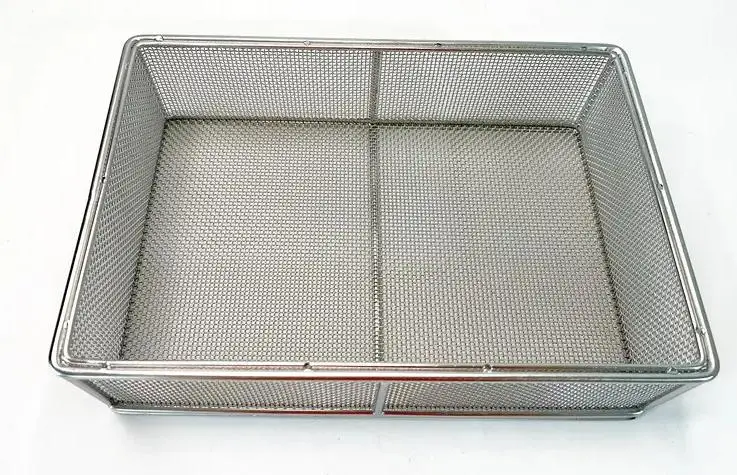 AISI 304 Wire Tear-Roof Edge 580X280X130mm Perforated Sterilization Instruments Baskets